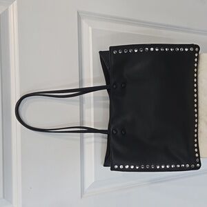Black Tote Bag with Silver Studs